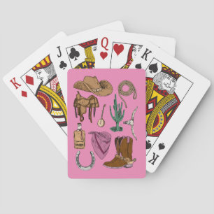 Cartes à jouer Cowgirl Collage (Rose)