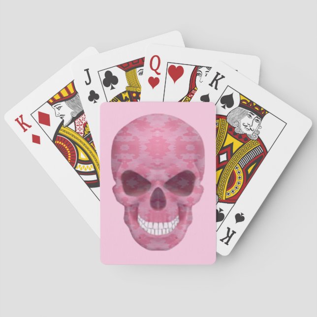 Cartes à jouer Crâne Camouflage Rose (dos)
