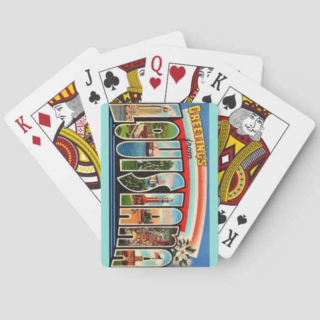 Cartes à jouer de carte postale de salutations de  (dos)
