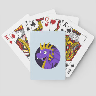 Cartes à jouer de dragon violet de dessin animé