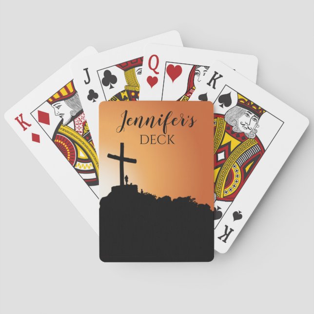 Cartes à jouer de gratitude de croix religieuse (dos)