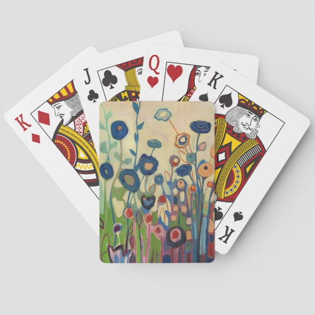 Cartes à jouer de jardin bleu abstrait (dos)