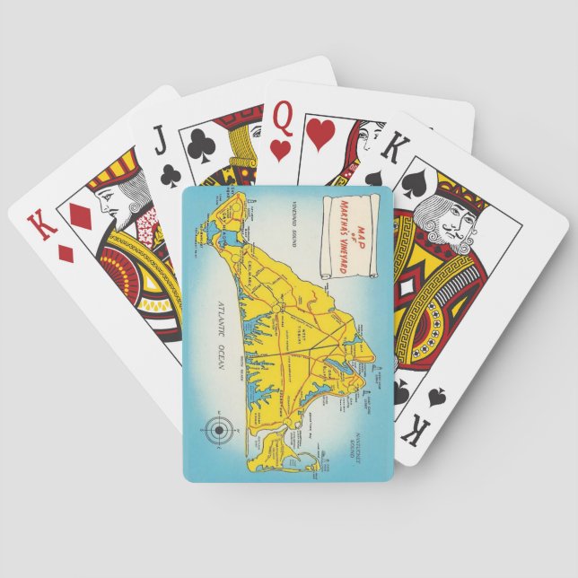 Cartes à jouer de la carte de Martha's Vineyard (dos)