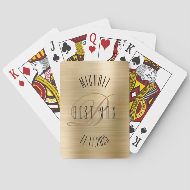 Cartes à jouer de mariage avec monogramme du témoi (dos)