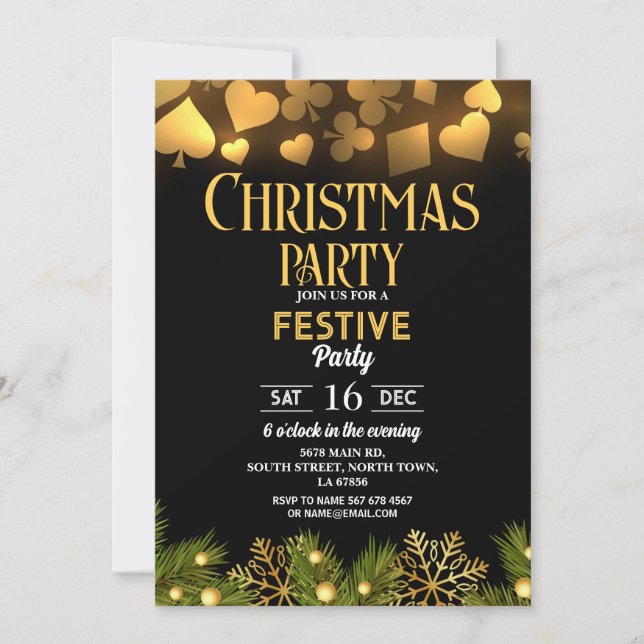 Cartes à jouer de Noël Casino Or Noir Festif (Devant)
