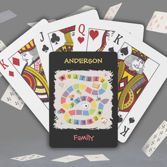 Cartes à jouer de soirée de jeu colorées rétro (Deal a winning hand with these vibrant, personalized retro board game playing cards!)