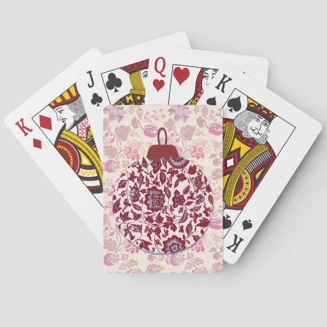 Cartes à jouer de vacances de Noël en rose et bleu (dos)