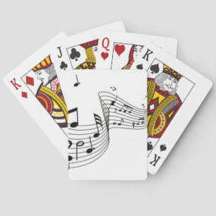 Cartes à jouer de vélo blanches avec notes de musi