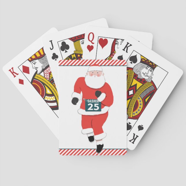 Cartes à jouer drôles de Noël de course à pied (dos)