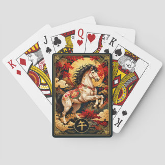 Cartes à jouer du Cheval du Zodiaque Chinois sous