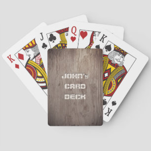 Cartes à jouer en bois rustique avec texte personn