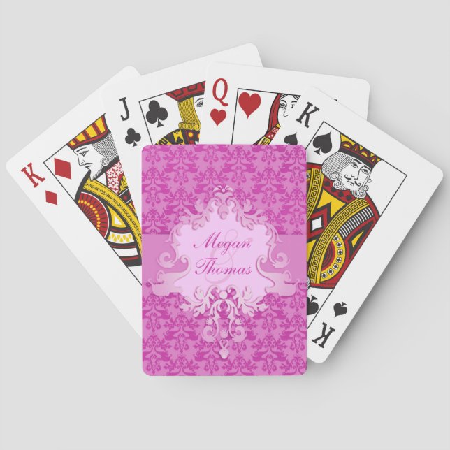 Cartes à jouer en damassé mauve éléphant pour mari (dos)