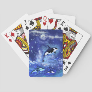 Cartes à jouer Épaulards sous pleine lune