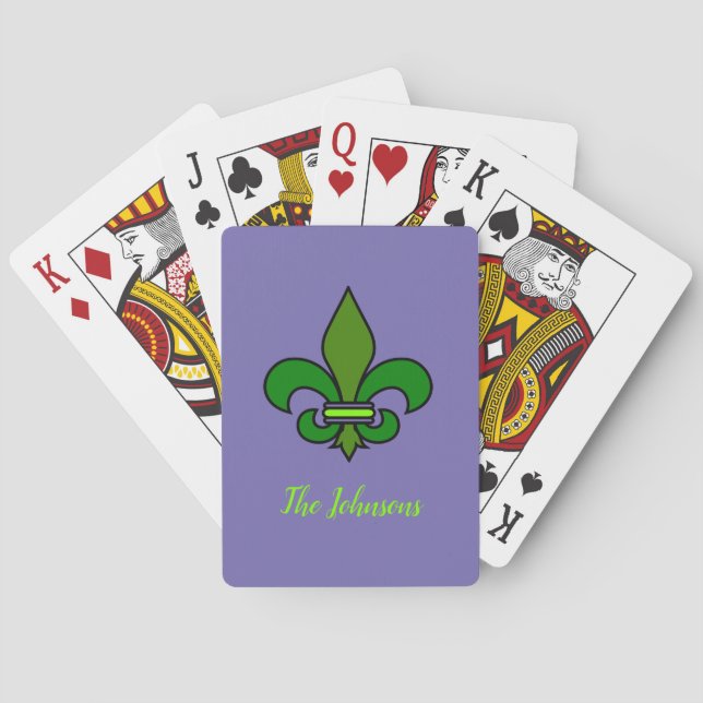 Cartes à jouer Fleur de Lis Violet Mardi Gras (dos)