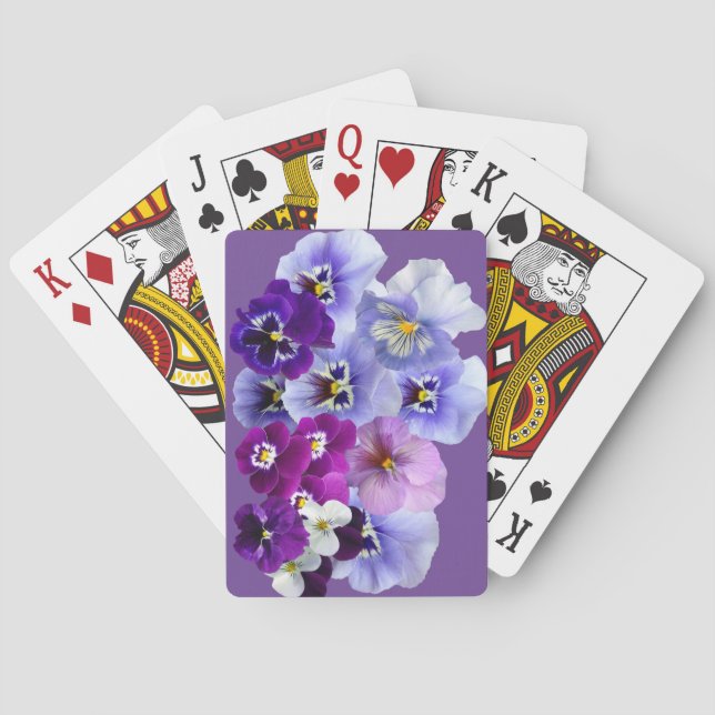 Cartes à jouer florales Pansy Violet (dos)