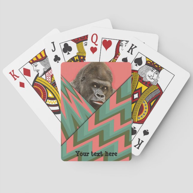 Cartes à jouer Fun Gorilla Pink Green Chevron (dos)