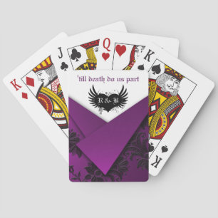 Cartes à jouer gothiques fleurs violettes, noires 