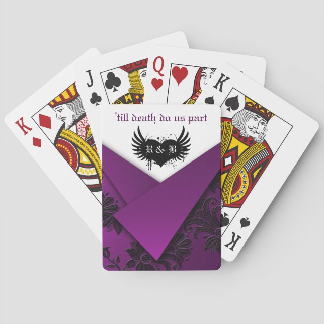 Cartes à jouer gothiques fleurs violettes, noires  (dos)