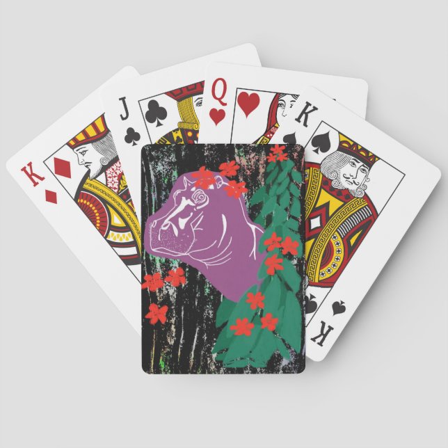 Cartes à jouer Hippopotame dans le jardin (dos)