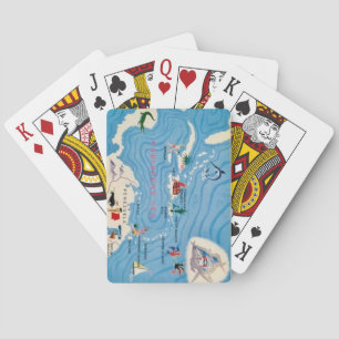 Cartes à jouer illustrées de la carte des îles des