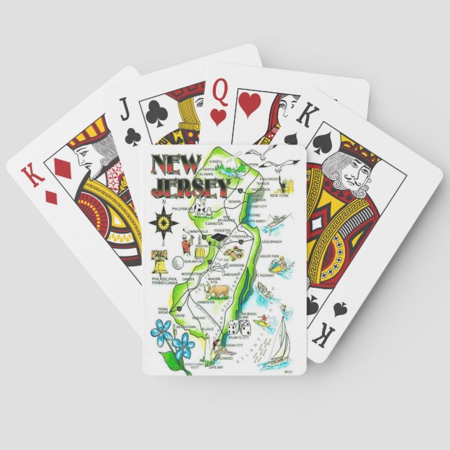 Cartes à jouer illustrées de l'État du New Jersey (dos)