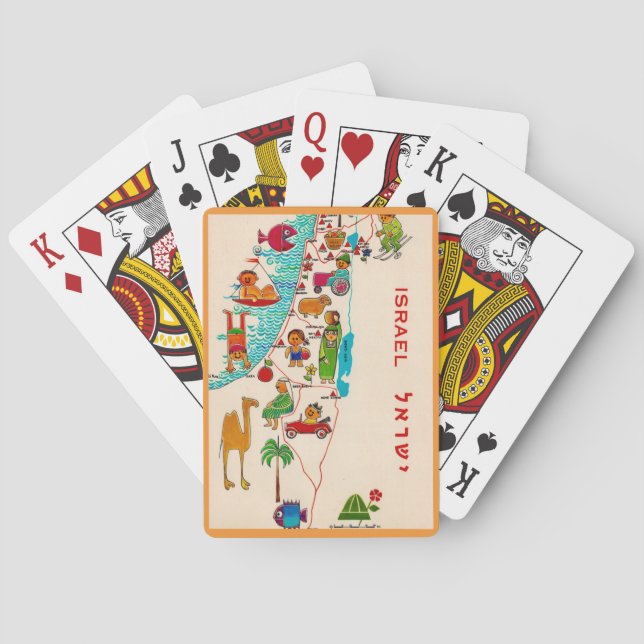 Cartes à jouer illustrées vintage d'Israël (dos)