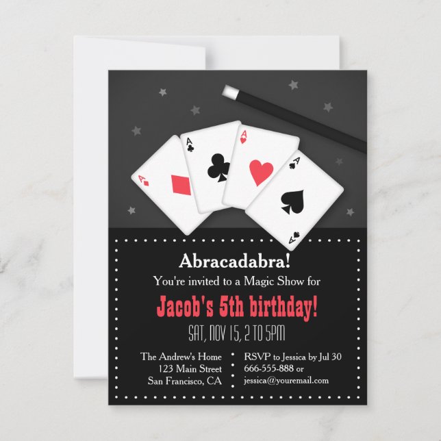 Cartes à jouer Invitations de fête magique (Devant)