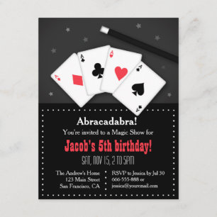 Cartes à jouer Invitations de fête magique