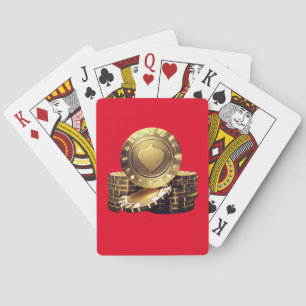 Cartes à jouer jetons de poker en or