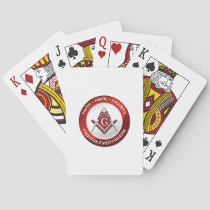 Cartes à jouer maçonniques rouges