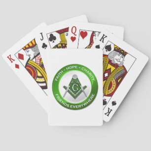 Cartes à jouer maçonniques vertes