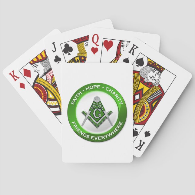 Cartes à jouer maçonniques vertes (dos)
