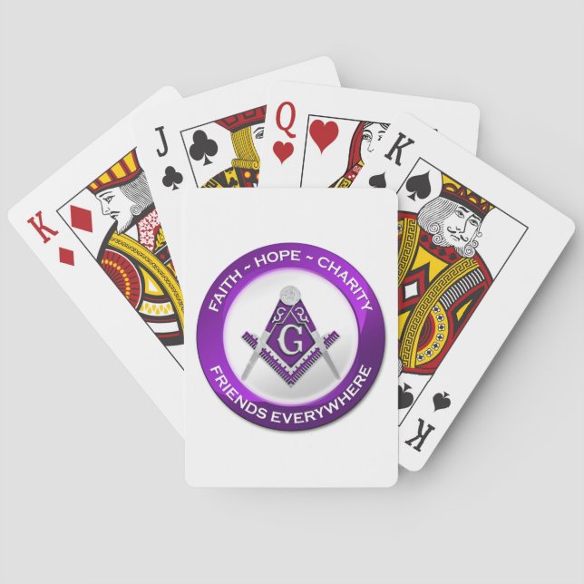 Cartes à jouer maçonniques violettes (dos)