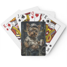 Cartes à jouer mécanicien Yorkshire Terrier drôle