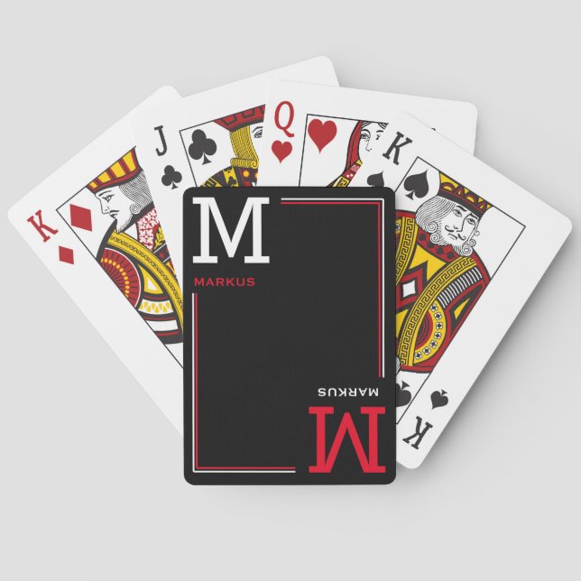 Cartes à jouer monogramme avec votre propre nom (dos)