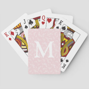 Cartes à jouer papillon rose initial
