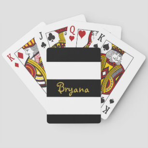 Cartes à jouer personnalisées rayées noir et blanc