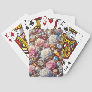 Cartes à jouer personnalisées Rose & Bijoux