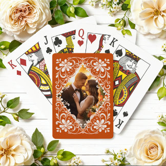 Cartes à jouer photo romantique orange brûlé