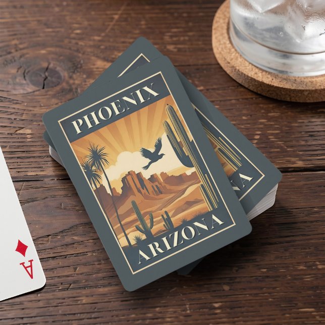 Cartes à jouer Poster de voyage rétro Phoenix Ariz (Créateur téléchargé)