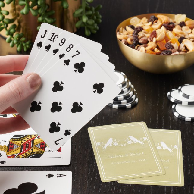 Cartes à jouer pour mariage florales avec Perruche (In Situ)