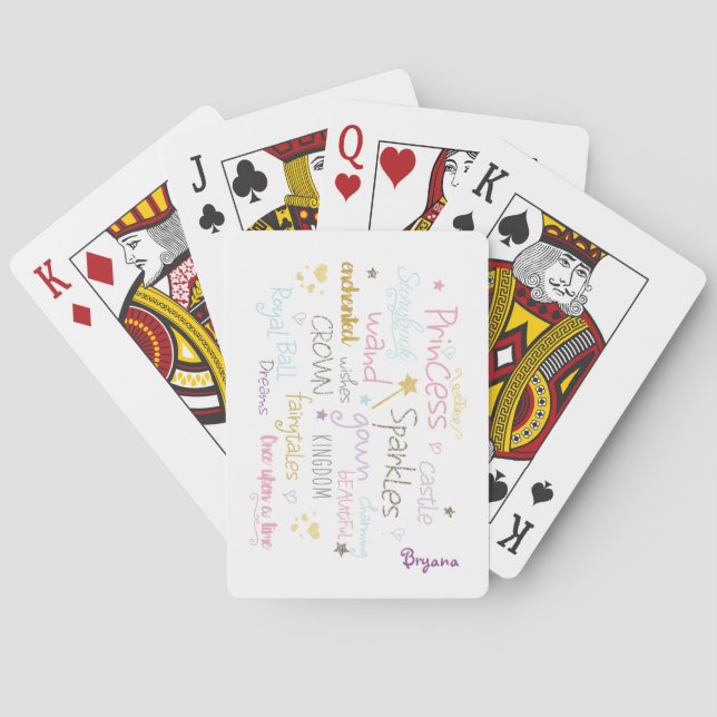 Cartes à jouer PRINCESSE Mots Filles Mignonnes (dos)