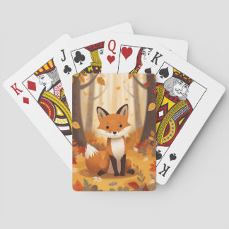 Cartes à jouer Renard des Bois Mignon en Feuilles
