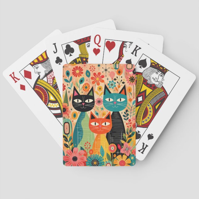 Cartes à jouer rétro chat (dos)
