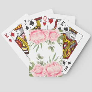 Cartes à jouer roses roses aquarelle tendance fleu