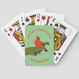 Cartes à jouer rouges Cardinal de Noël Oiseau vert