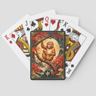 Cartes à jouer singe du zodiaque chinois lune doré