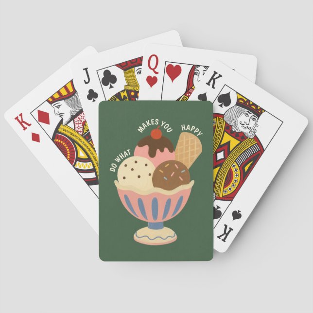 Cartes à jouer Sundae Glace Rétro Mignonnes (dos)