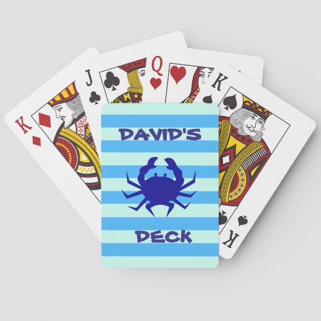 Cartes à jouer thème nautique Crabe Bleu (dos)