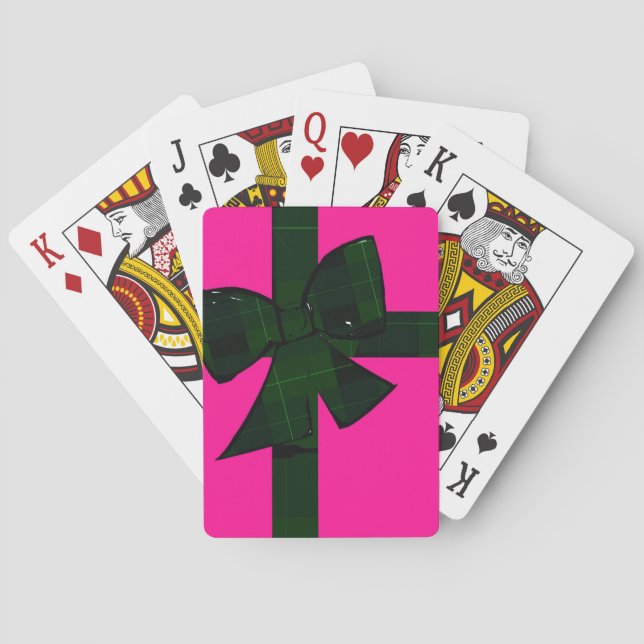 Cartes à jouer thème papier cadeau rose et vert (dos)